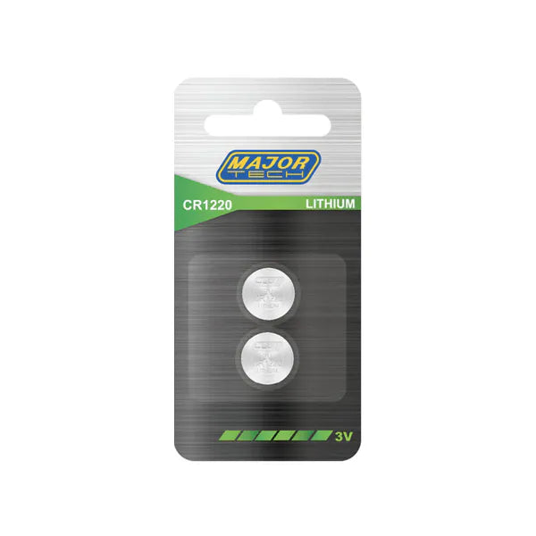 Battery Lithium Button Cell 3V 2Pcs CR1220 Major Tech