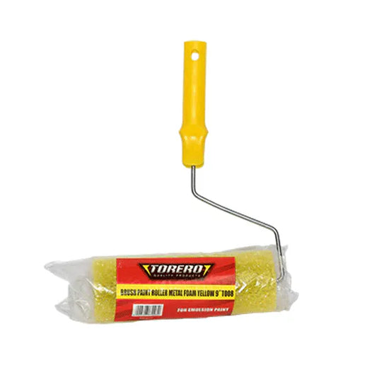 Brush Paint Roller Metal Foam Yellow 9" T008