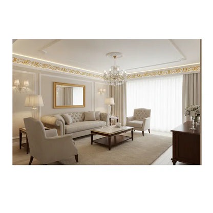 Cornice PU White/Gold 9cm VA0602-WG