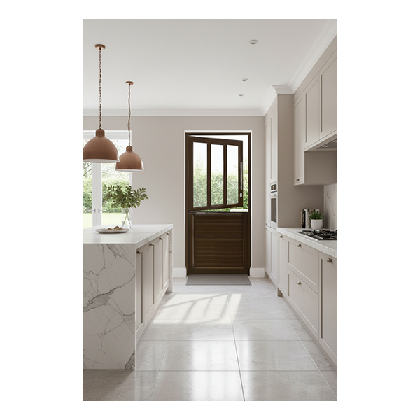Door Alu 3 Panel Stable Bronze Left
