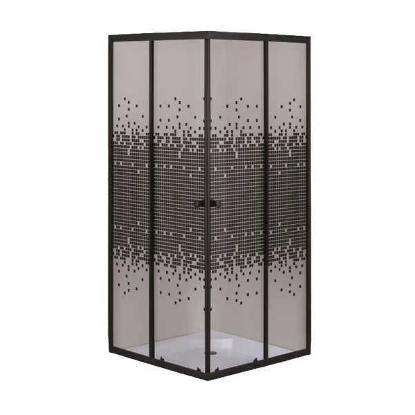 Door Shower Sq Black Dot (Black Frame Sdb4)