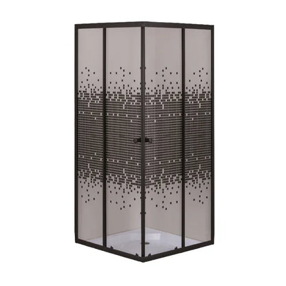 Door Shower Sq Black Dot (Black Frame Sdb4)