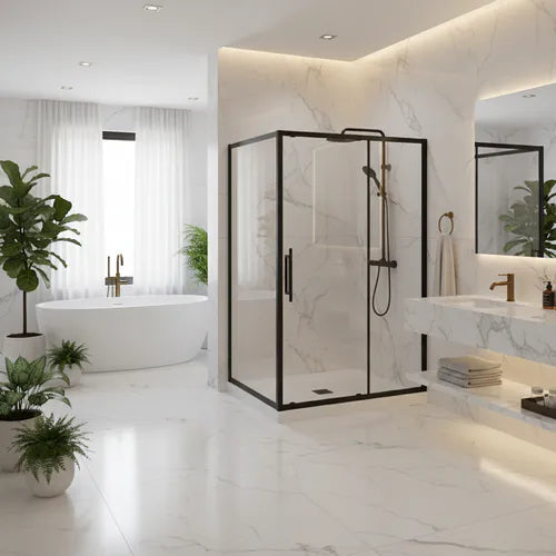 Door Shower Sq Grey Tinted (Black Frame Sd15)
