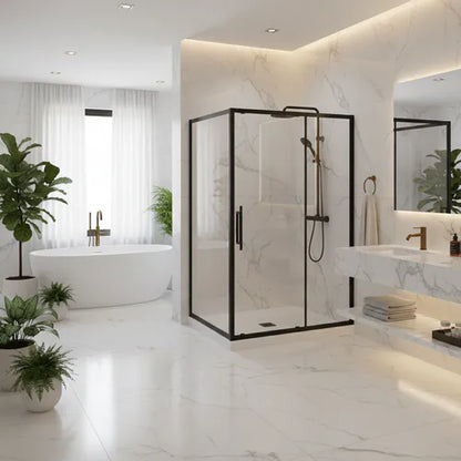 Door Shower Sq Grey Tinted (Black Frame Sd15)