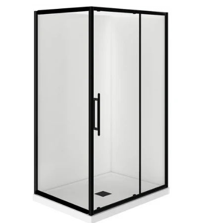 Door Shower Sq Grey Tinted (Blk Frame)