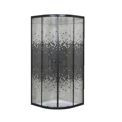 Door Shower Round Blk Dot (Blk Frame)