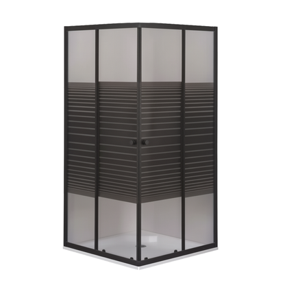 Door Shower Sq Black Stripe (Black Frame Sdb5)