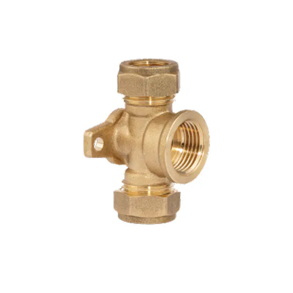 Fitting Comp Brass Wallplate Tee C×Fi  15Mm×15Mmx1/2"