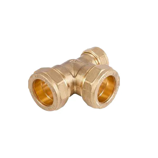 Fitting Comp Brass Reducing Tee Cxcxc  22×15×22