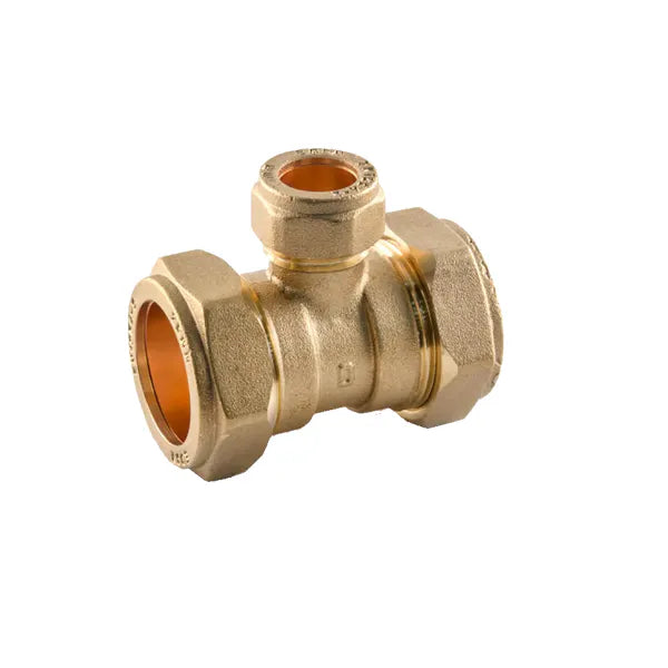 Fitting Comp Brass Reducing Tee Cxcxc  22×22×15