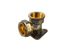 Fitting Comp Brass Wall Plate Elbow 15mm