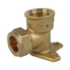 Fitting Comp Brass Wall Plate Elbow 22mm