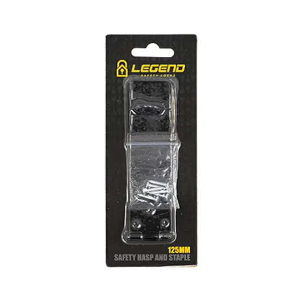 Hasp & staples saftey black 125mm