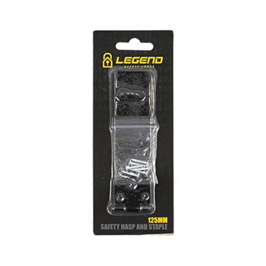 Hasp & staples saftey black 125mm