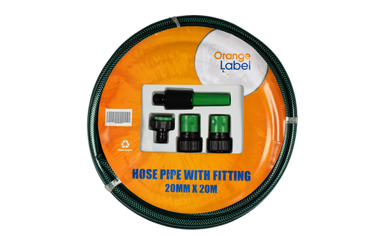 Hose Pipe PVC Orange 20mmx20m With Fittings