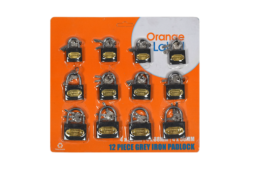 Lock Pad Iron 12pcs Card 4*32,38,50mm