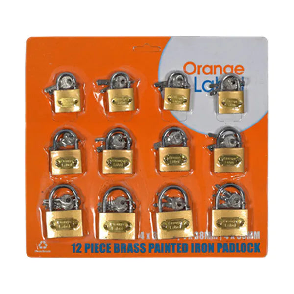 Lock Pad Brass 12pcs Card 4*25,32,38mm