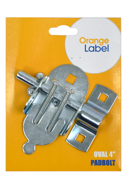 Padbolt galvanised oval 4" Carded