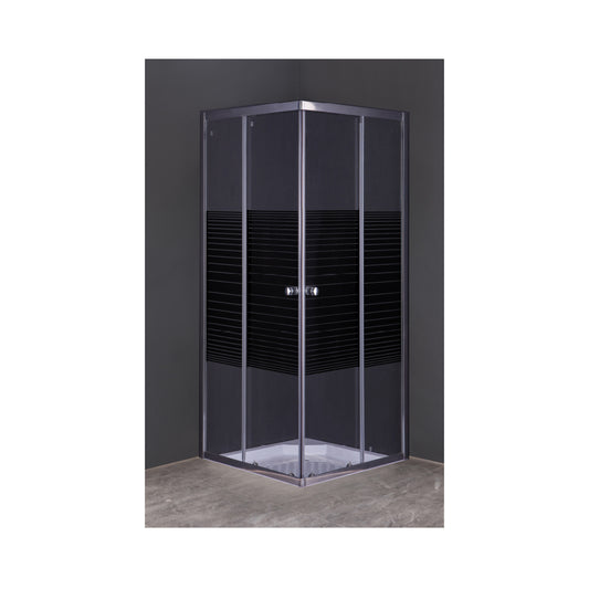 Door Shower Sq Blk Stripe (Blk Frame)