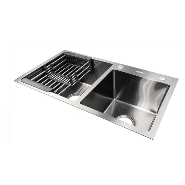 Sink Drop-In Blk Double With Basket 780*430*220mm