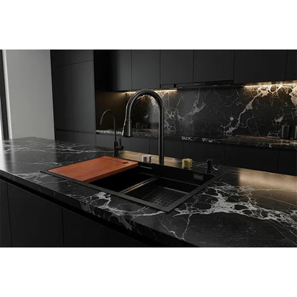 Sink Drop-In Blk Nano Waterfall Set 750*460*230Mm