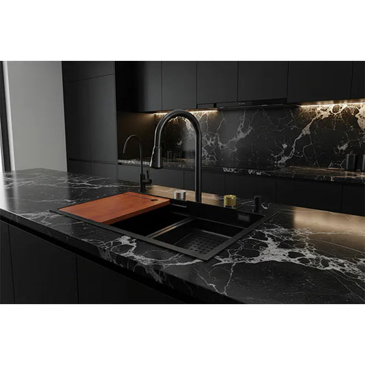 Sink Drop-In Blk Nano Waterfall Set 750*460*230Mm