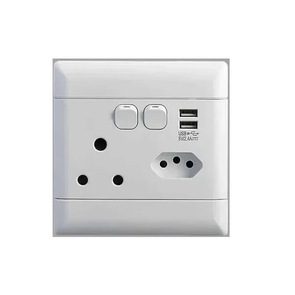 Socket Wall NEU Switch Single+Euro + 2 Usb 100*100
