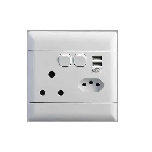 Socket Wall NEU Switch Single+Euro + 2 Usb 100*100