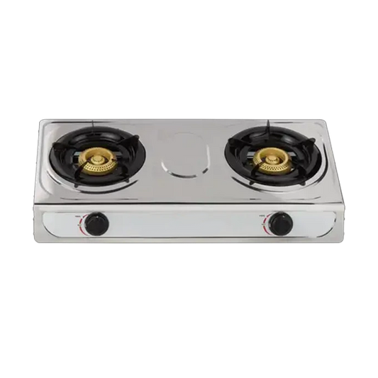 Gas Stove 2 Burner Stainless Steel Glass Top