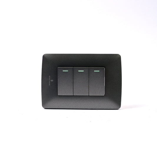SWITCH HT WALL 3 LEVER 1 WAY CHARCOAL
