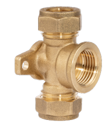 Fitting Comp Brass Wallplate Tee C×Fi  15Mm×15Mmx1/2"