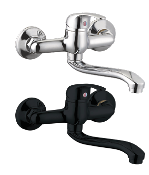 Tap Mixer Kitchen Wall Chrome Flowrite