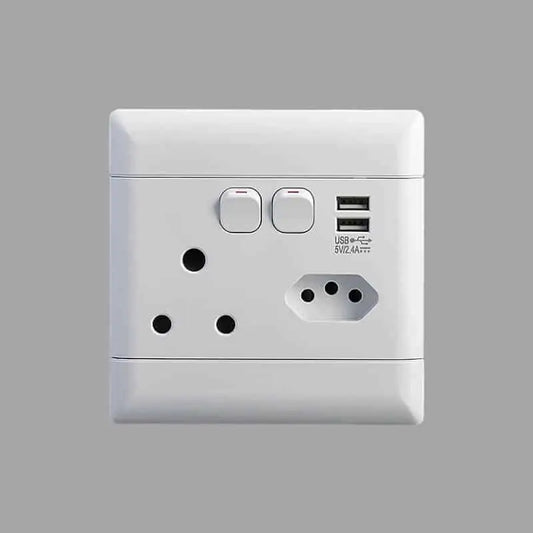 Socket Wall NEU Switch Single+Euro + 2 Usb 100*100