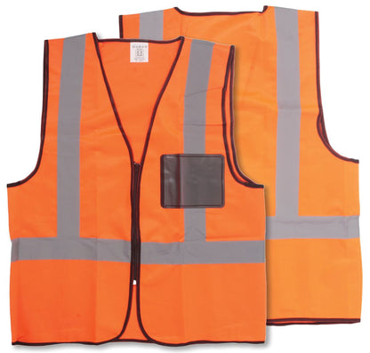 Vest Saftey Reflective Zip Orange Size L