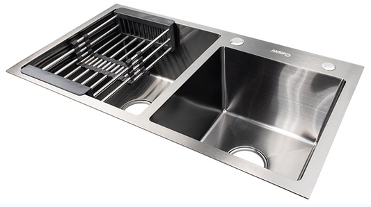 Sink Drop-In Blk Double With Basket 780*430*220Mm