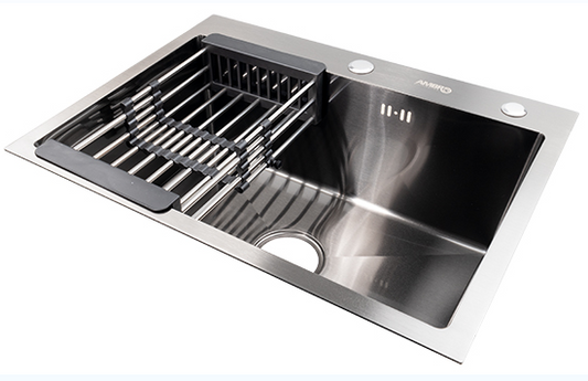 Sink Drop-In Blk Single With Basket 600*450*220Mm