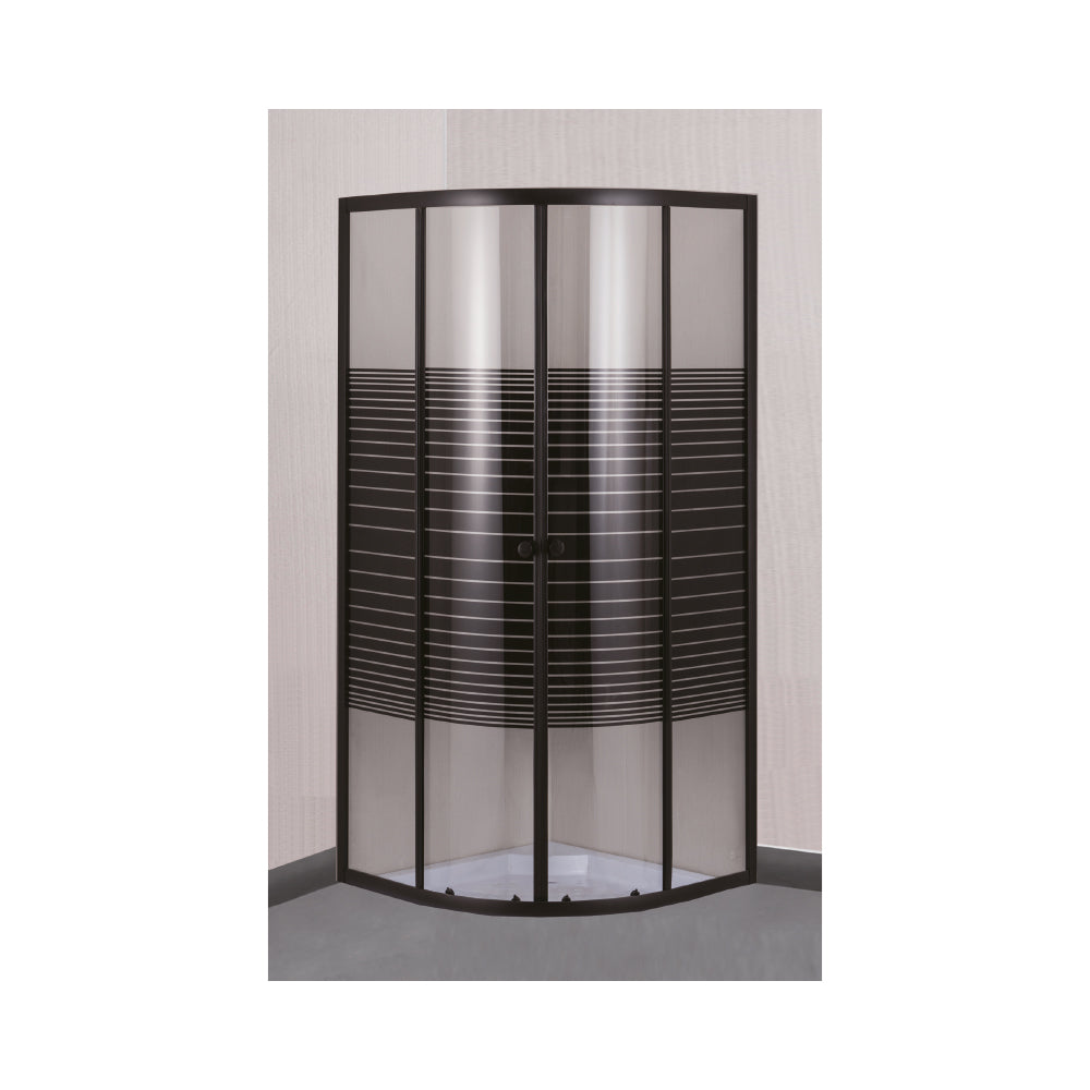 Door Shower Round Blk Stripe (Blk Frame)
