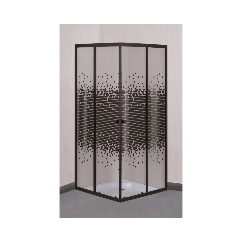 Door Shower Sq Blk Dot (Blk Frame)