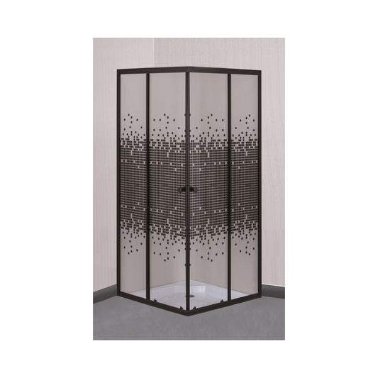 Door Shower Sq Blk Dot (Blk Frame)